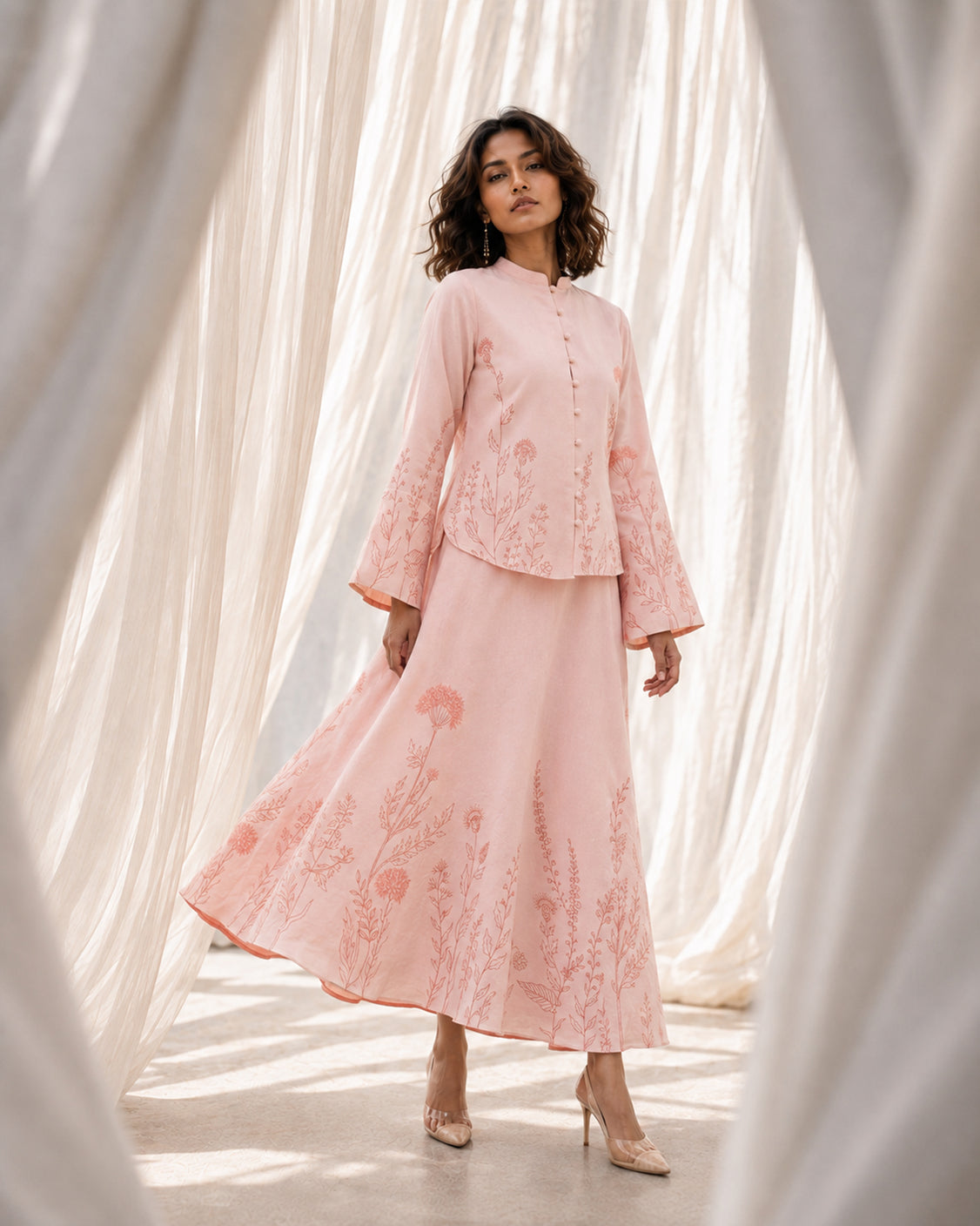 Winter Bloom —Blush Pink Fine Wool Set