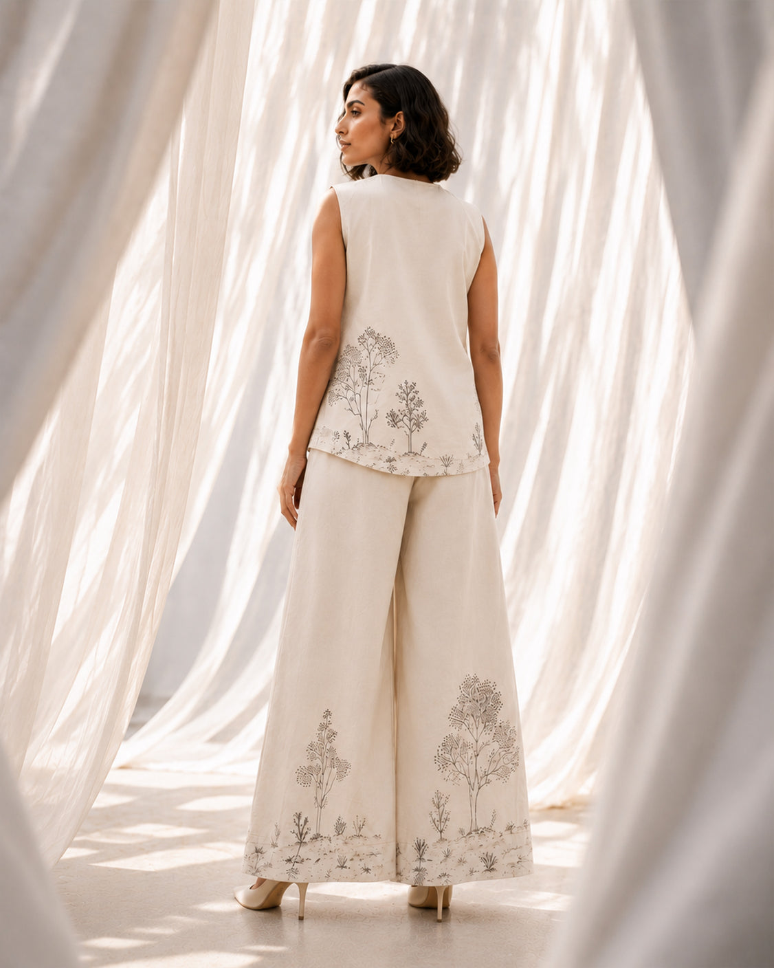 The Quiet Path — Ivory Chanderi Silk Set