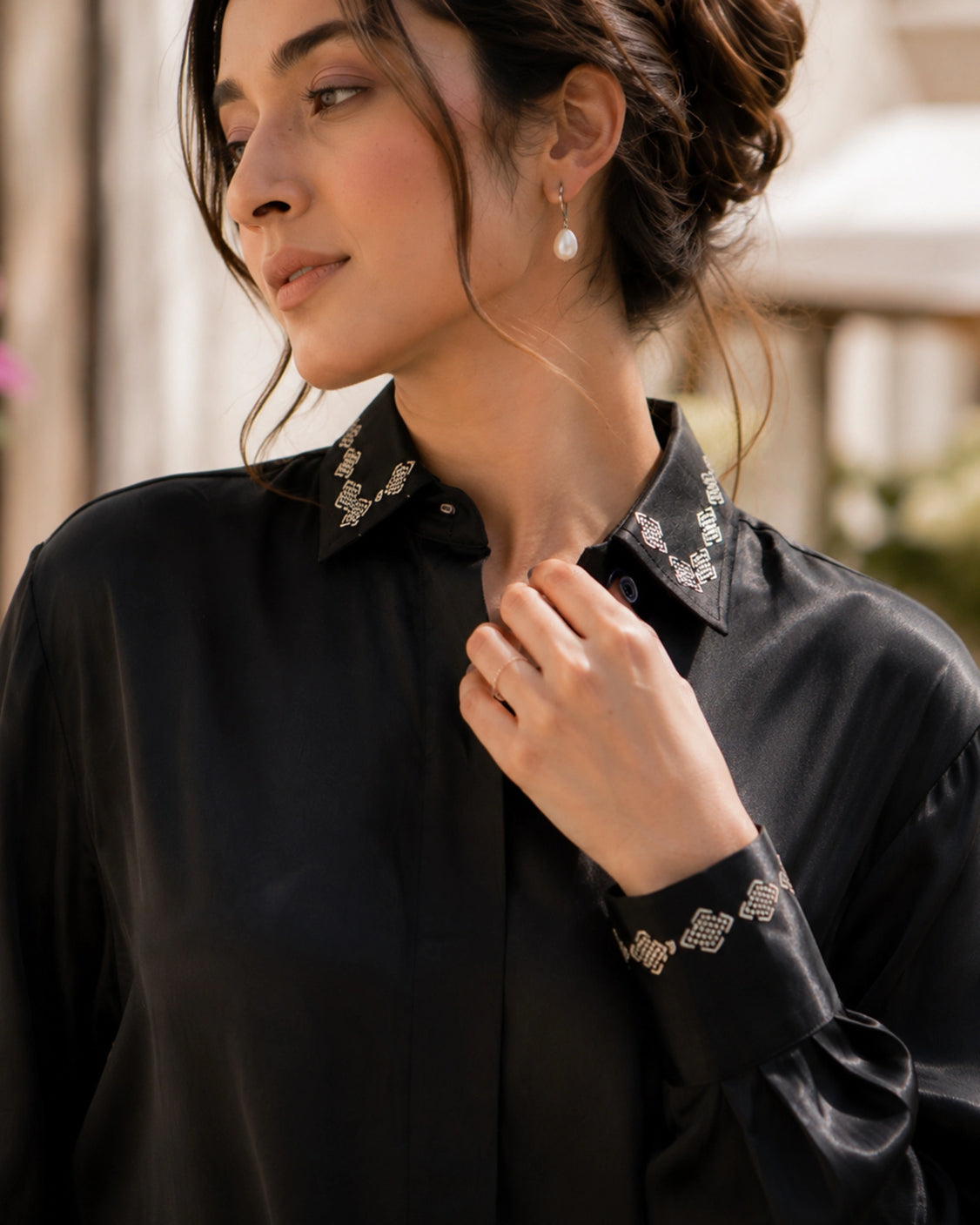 Midnight Real Silver Mashru Shirt