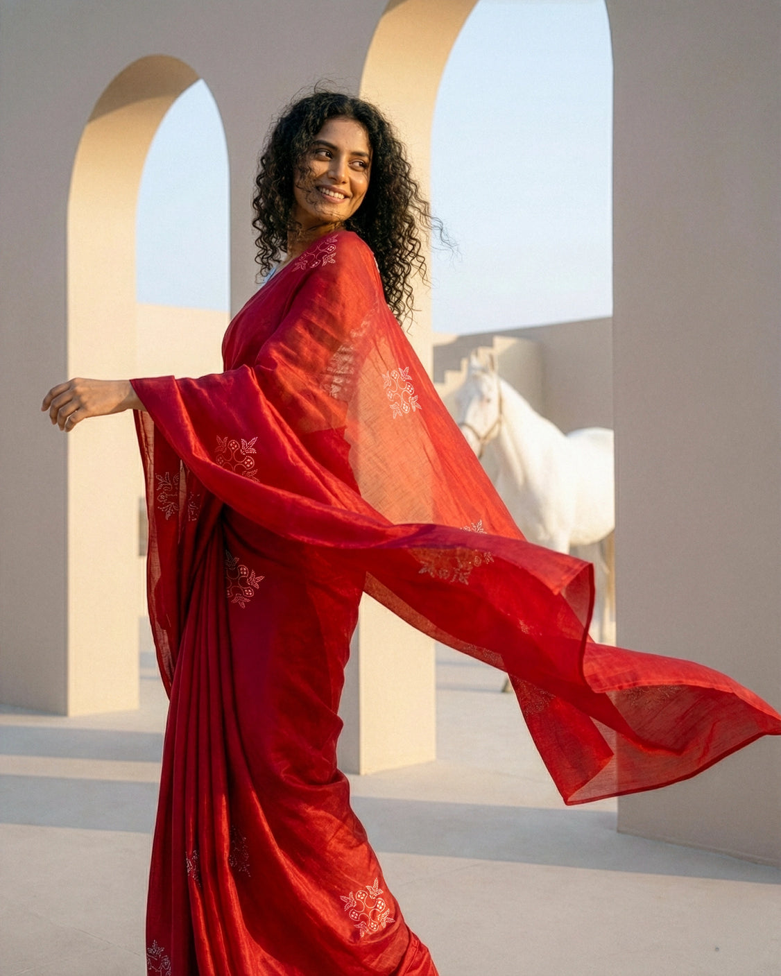 Crimson Real Silver Silk Saree