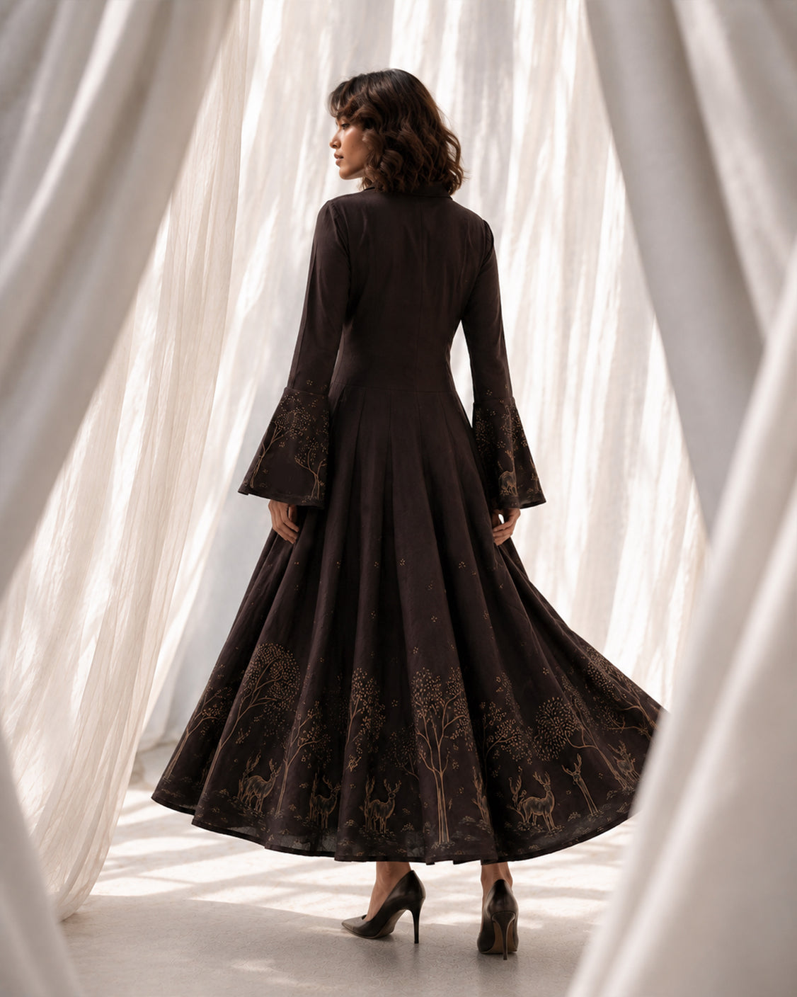 Into The Wild — Deep Brown Chanderi Silk Anarkali