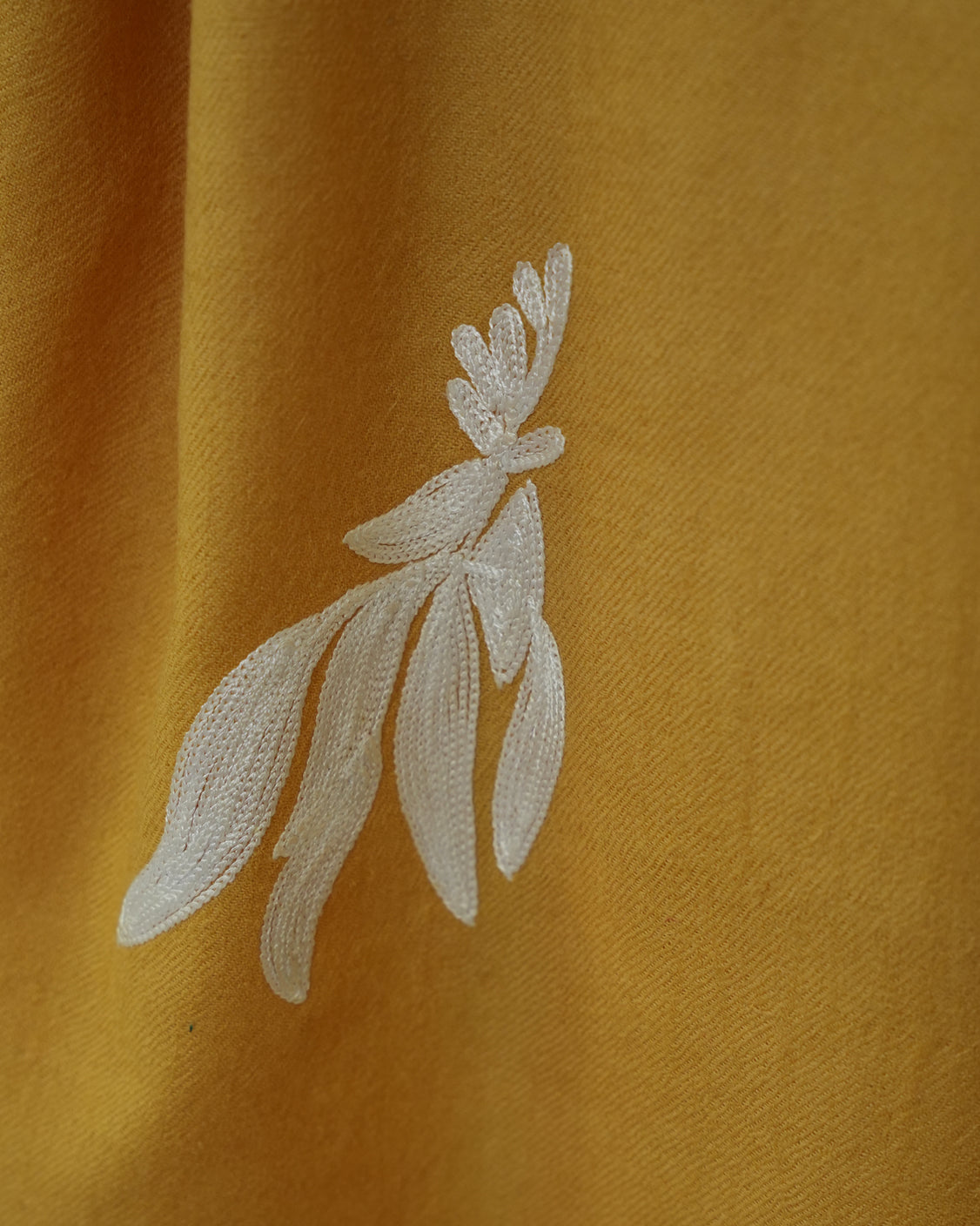 Deer Embroidered White Thread in Rusty Brown Colour Fine Wool Scarf