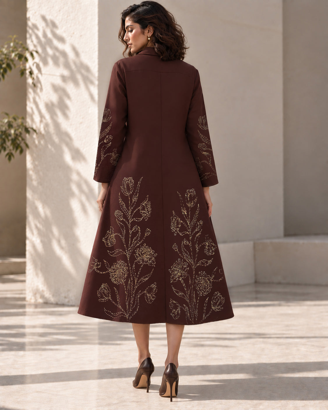 Brown Fine Wool Hand-painted Cape