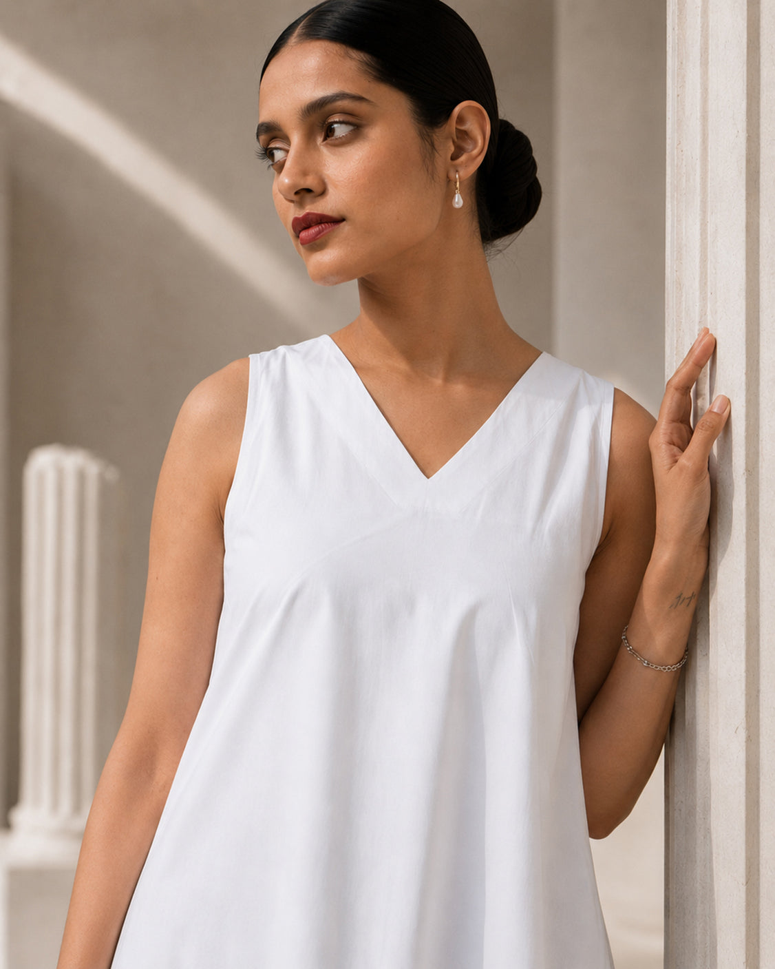 Ink & Ivory Handpaint Layered Cotton Dress