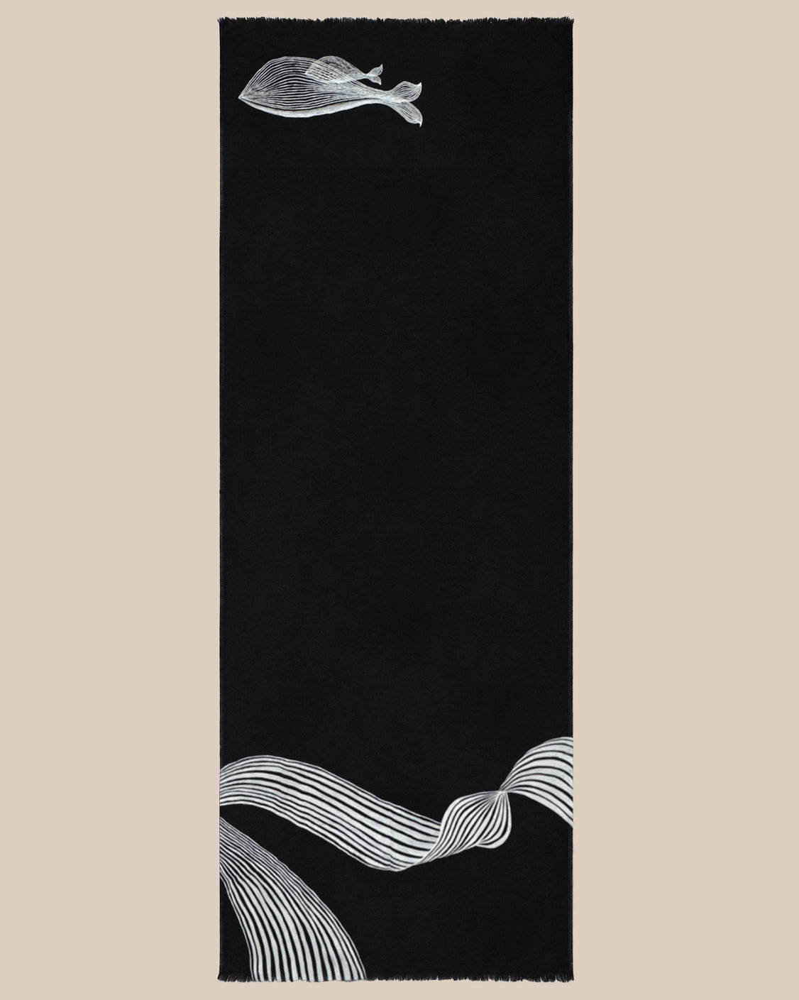 Black Illusion Handpainted Fine Wool Scarf