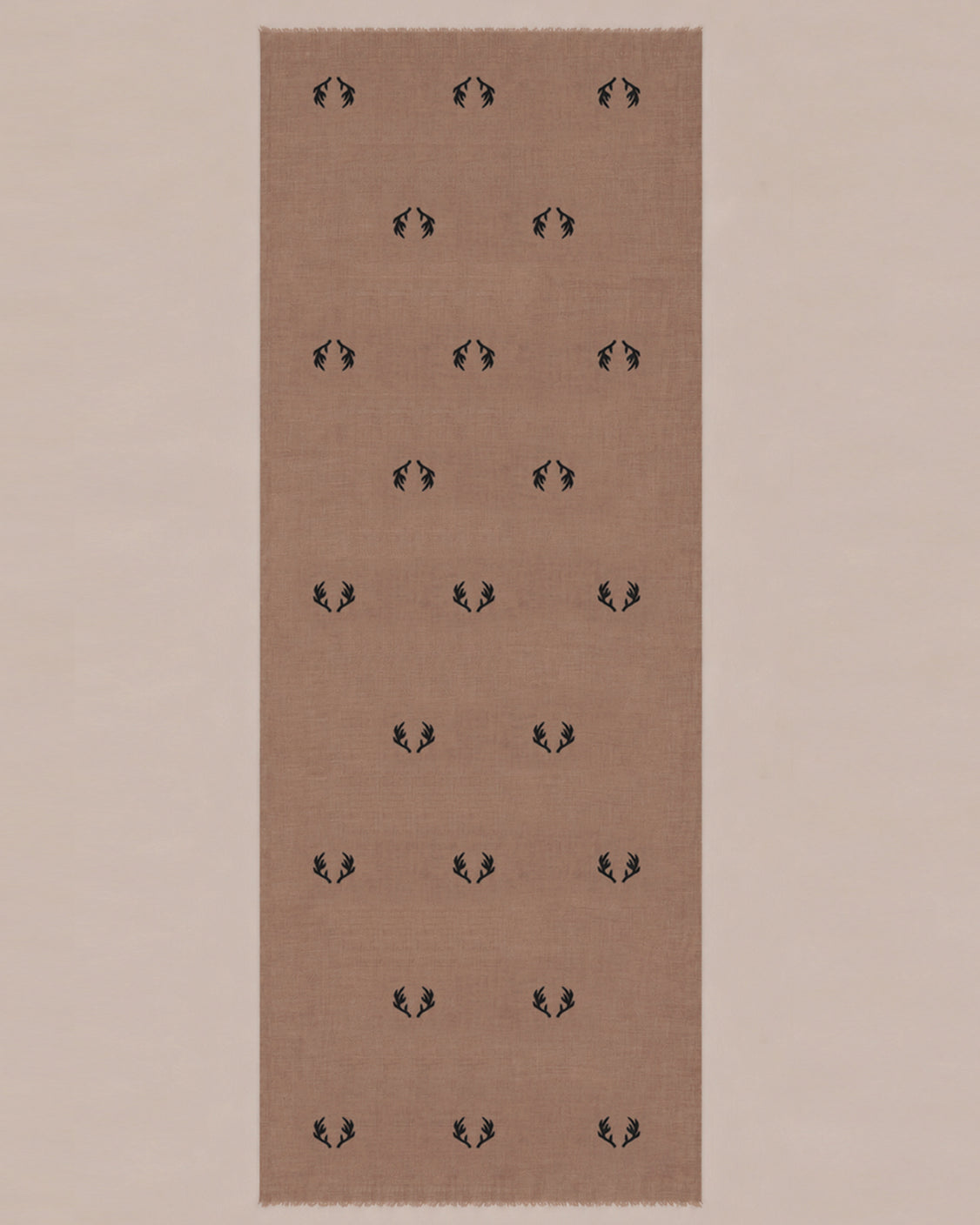 Brown Toosh Natural Reindeer Horns Embroidered Scarf