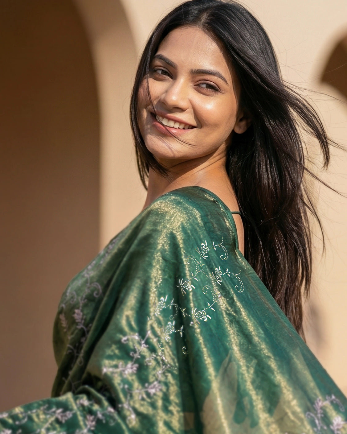Squash Real Silver Saree in Tissue Silk