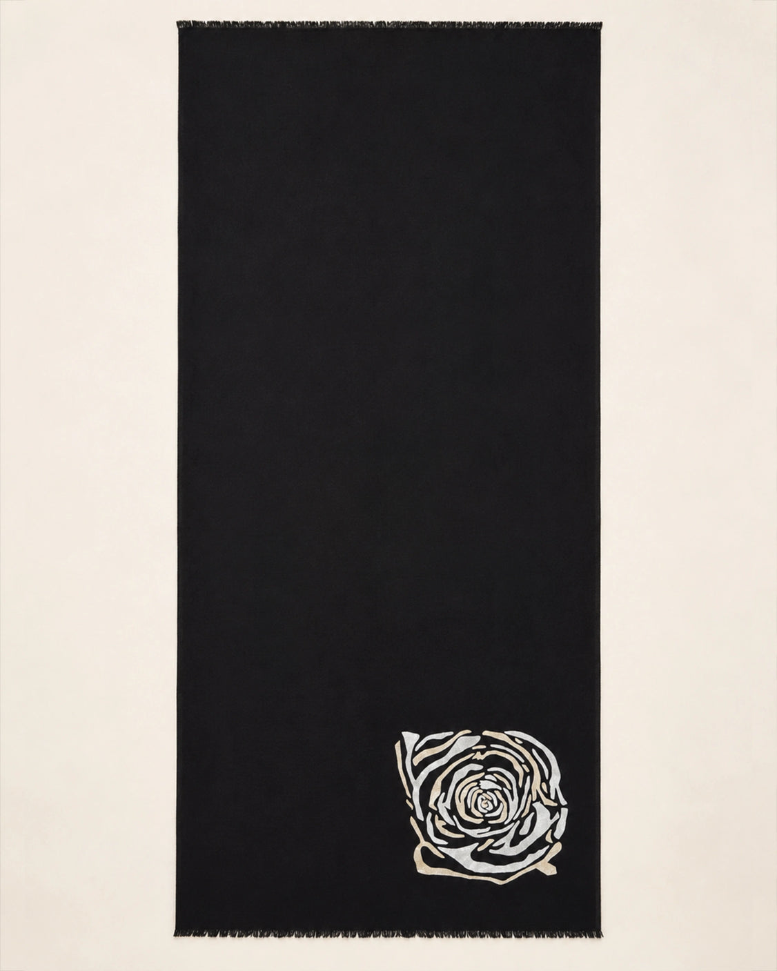 Black Pure Pashmina Embroidered Scarf - Have a Rosy Day