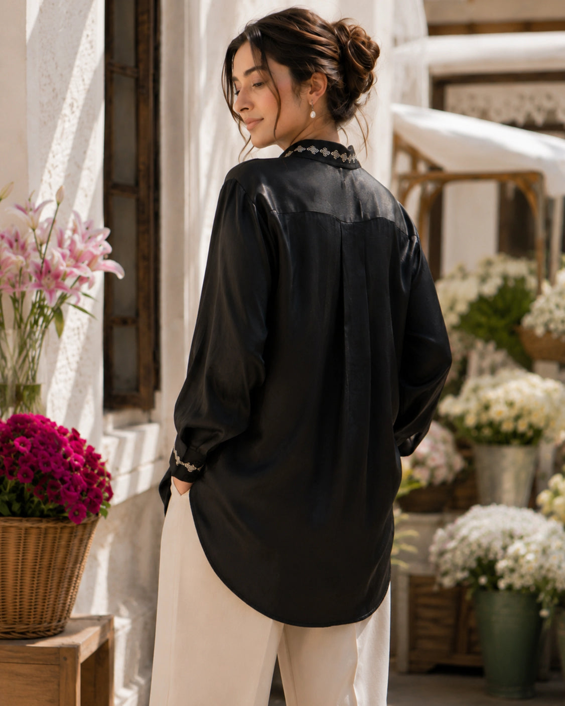 Midnight Real Silver Mashru Shirt