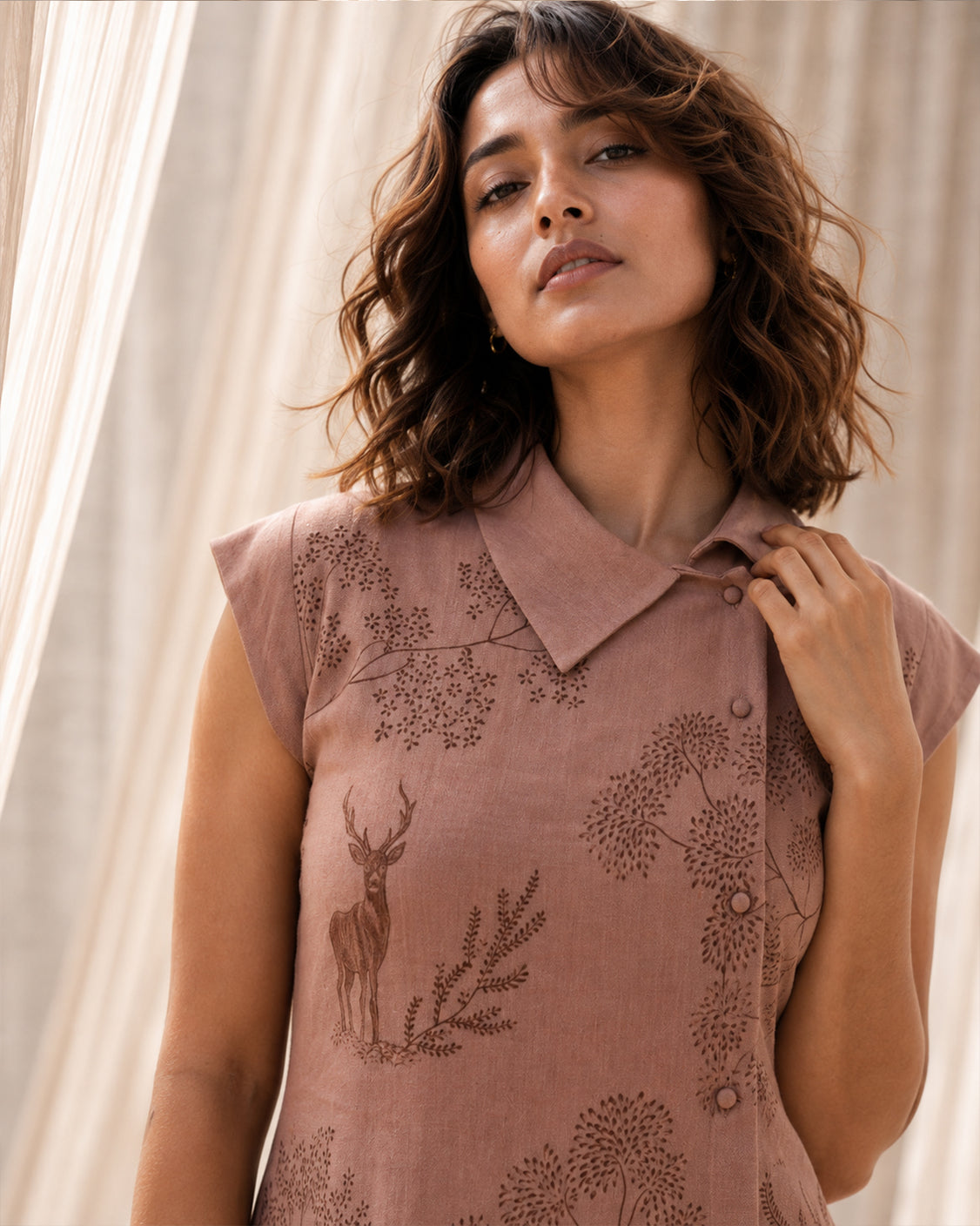 Woodland Walk — Light Brown Pashmina Dress