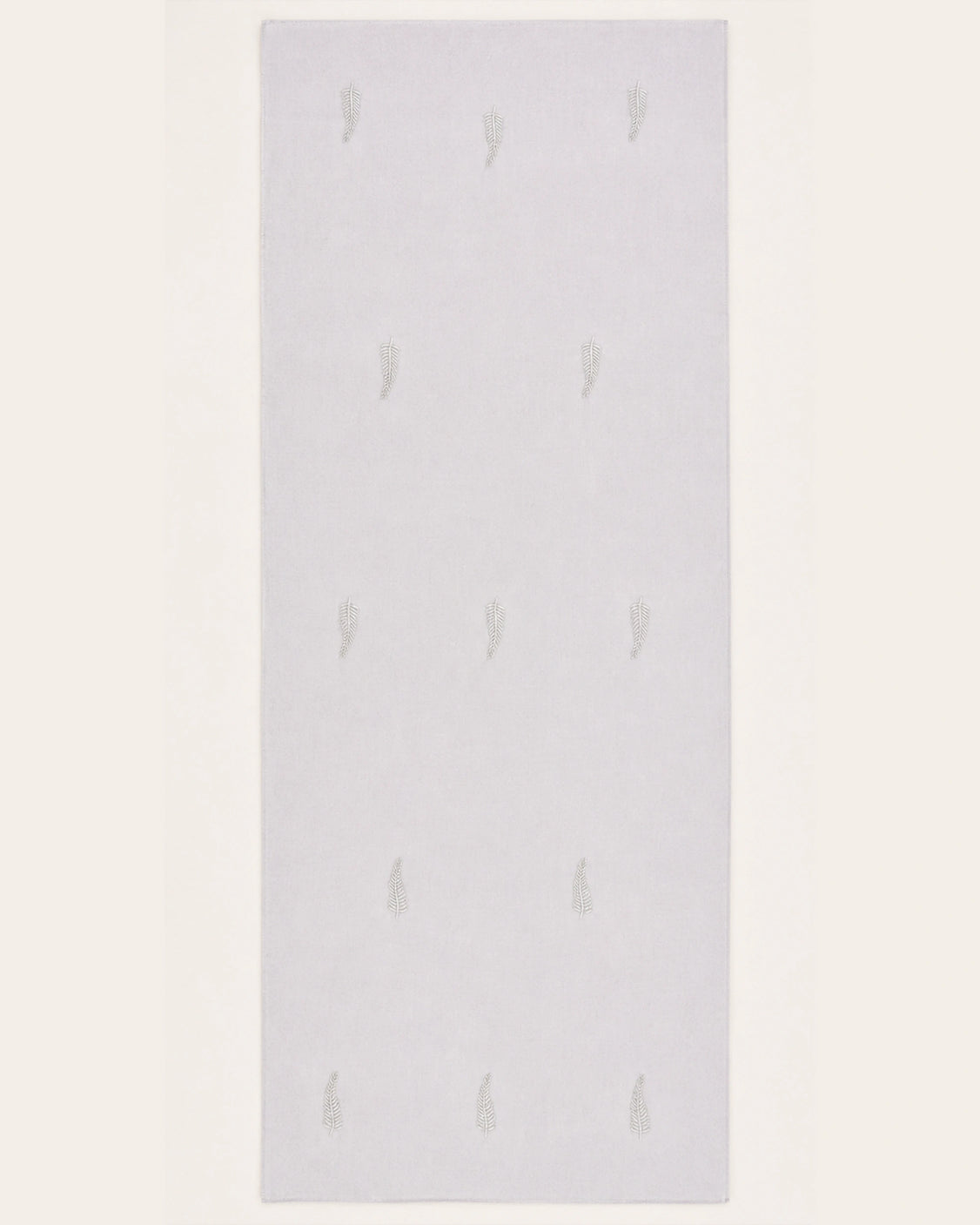 Grey Leaf Embroidered Fine Wool Scarf