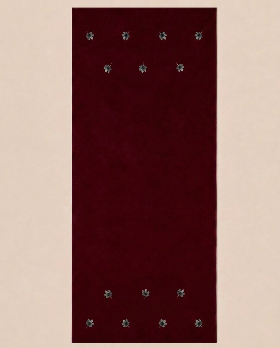 Maroon Cotton Pashmina Hand Painted Chinar Patta Scarf