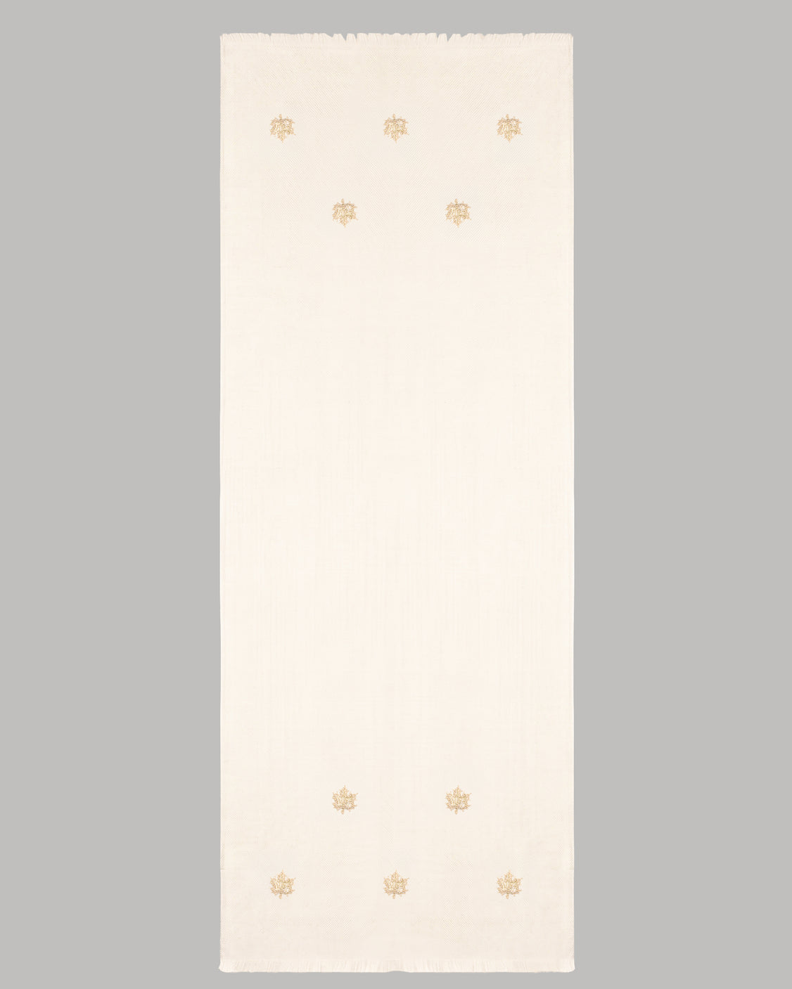 Off White Chinar Patta Embroidered Pure Pashmina Scarf