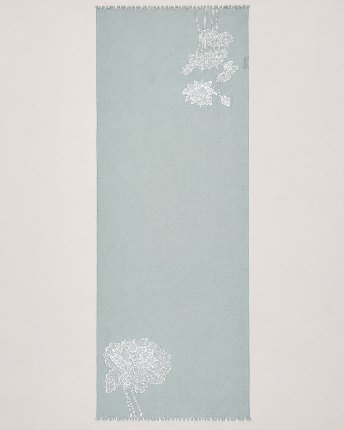 Lotus Pitch Designed Handpainted Heavy Border Pure Pashmina Scarf