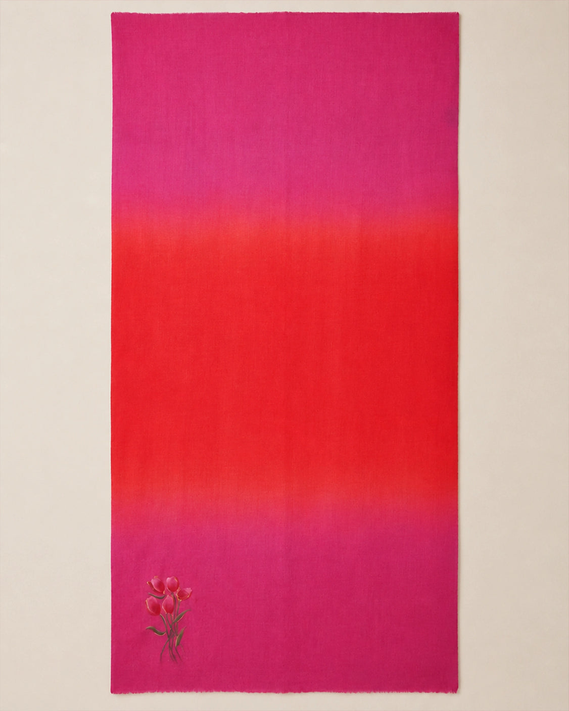 Red And Pink Ombre Tulip Bunch Fine Wool Scarf