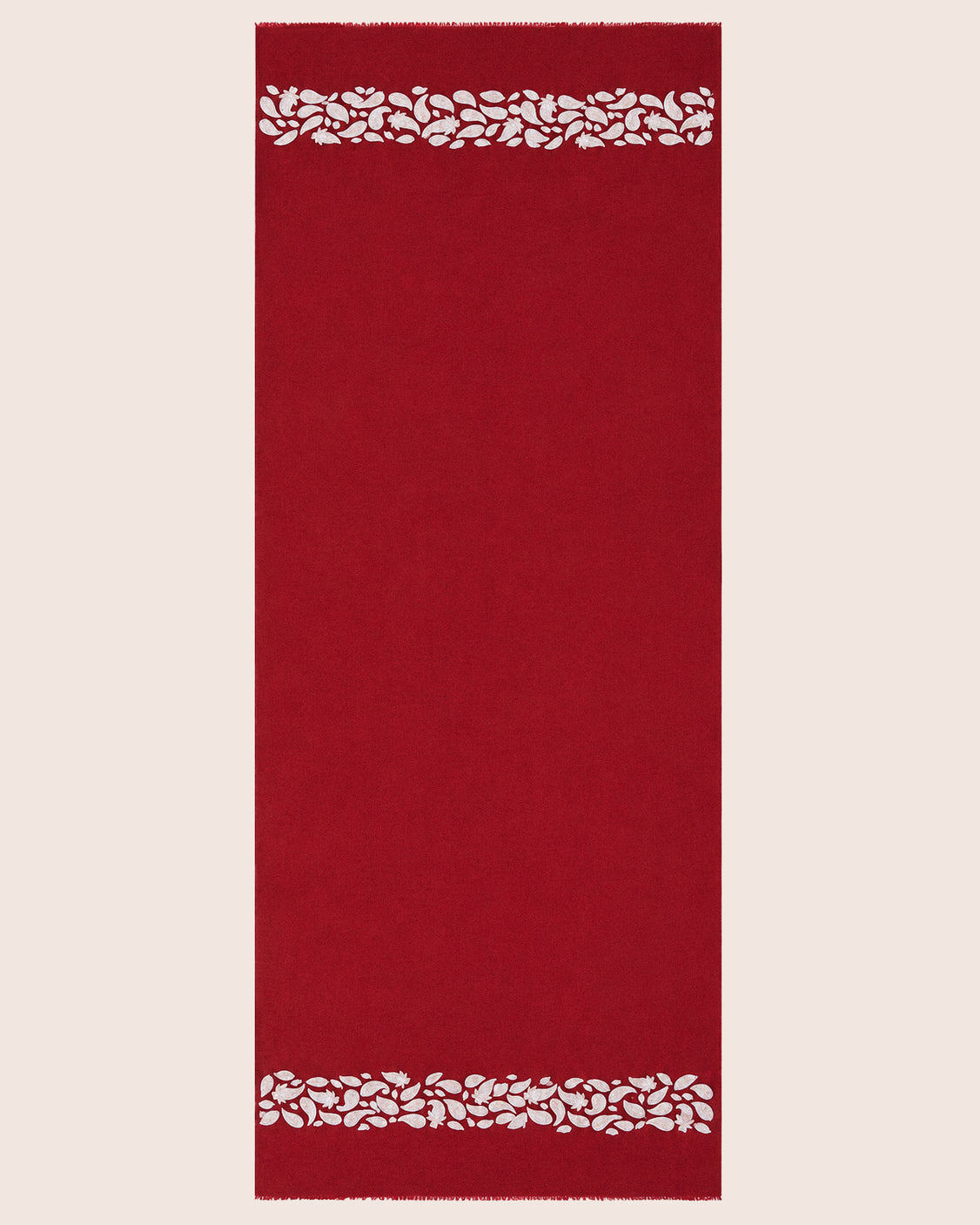 Maroon Embroidered Fine Wool Scarf