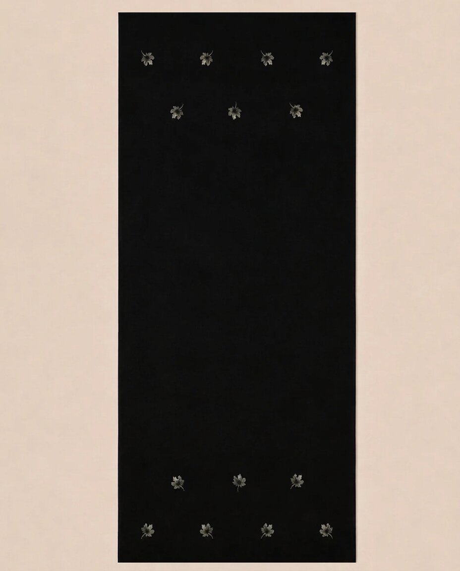 Black Cotton Pashmina Hand Painted Chinar Patta Scarf