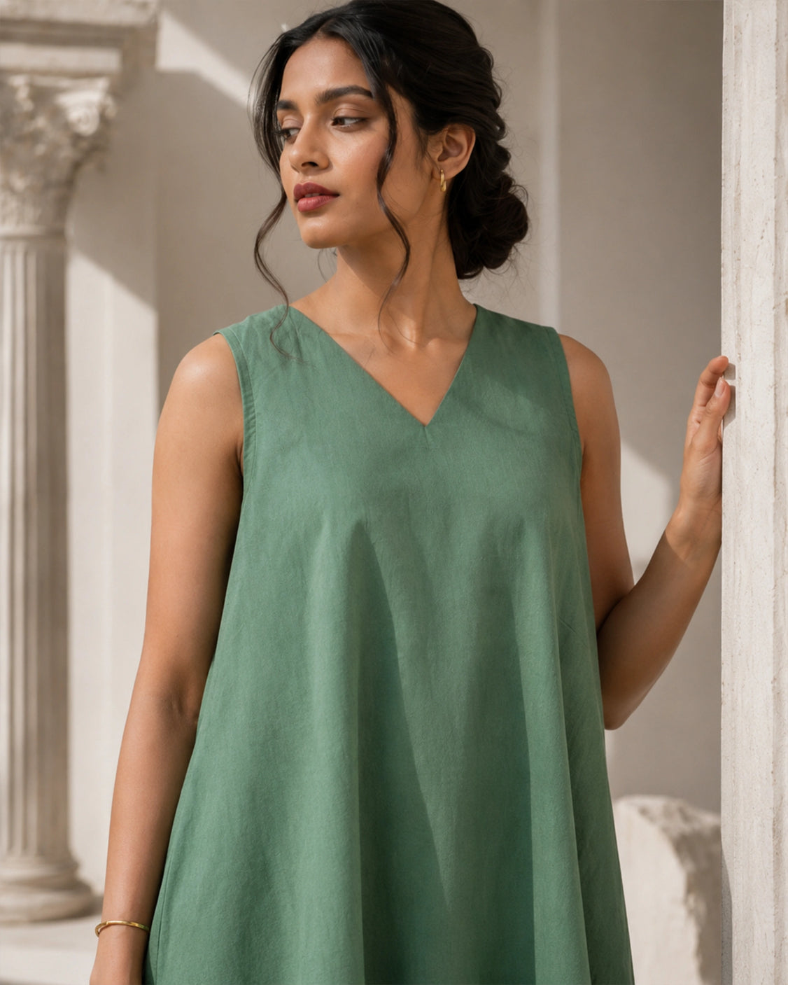 Moss & Mint Handpainted Layered Cotton Dress
