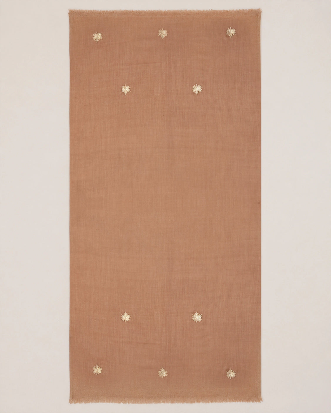 Brown Toosh Natural Chinar Patta Embroidered Pure Pashmina Scarf