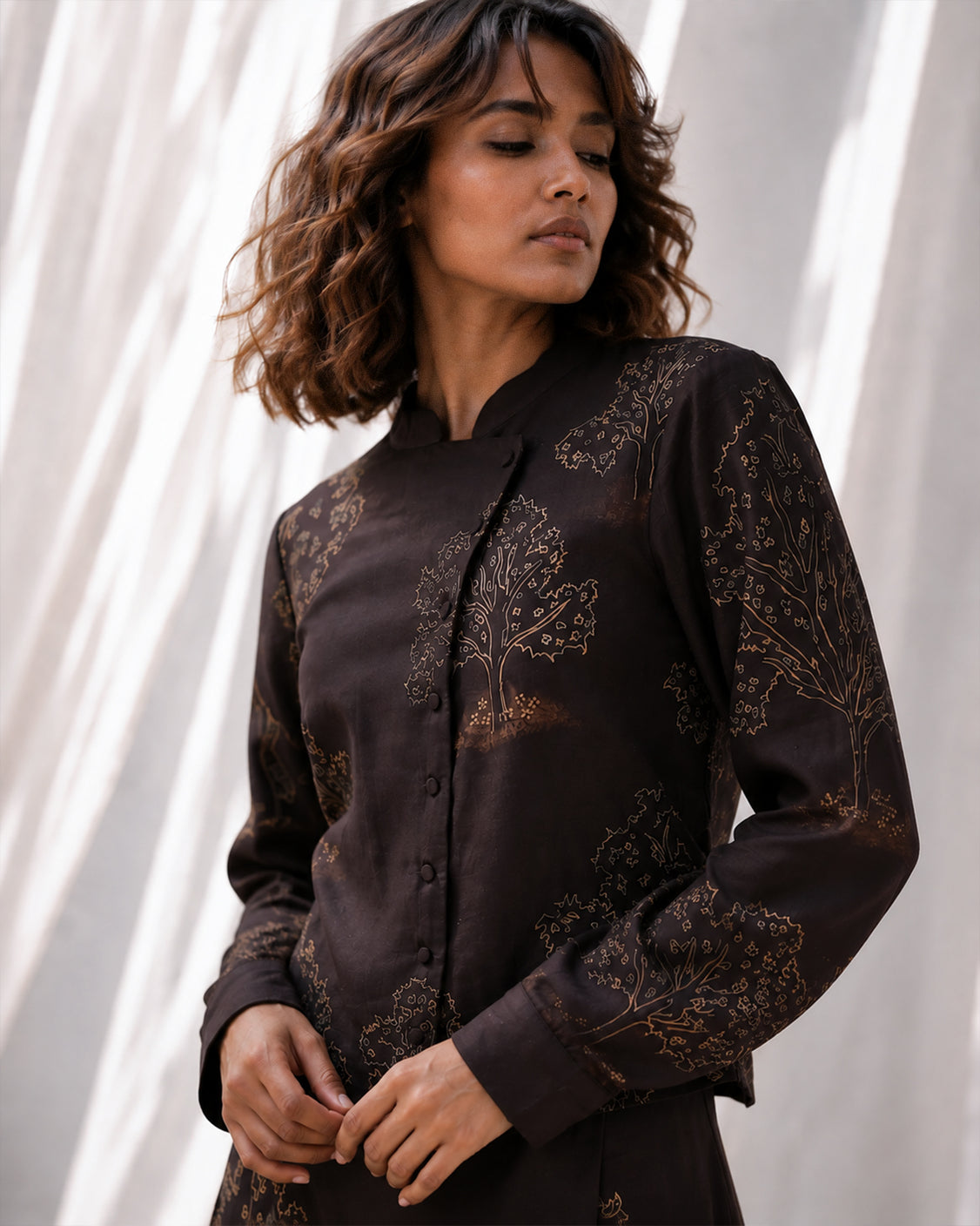 The Forest Floor — Chocolate Brown Chanderi Set