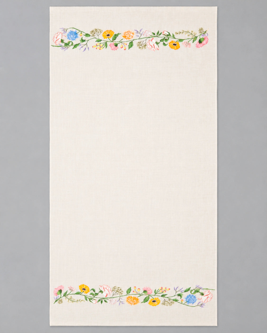 Floral Off White Fine Wool Scarf - 2 borders