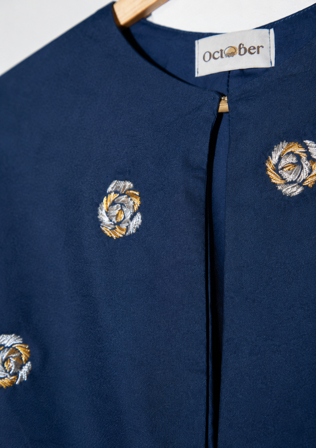 Indigo Embroidered Silk Cape