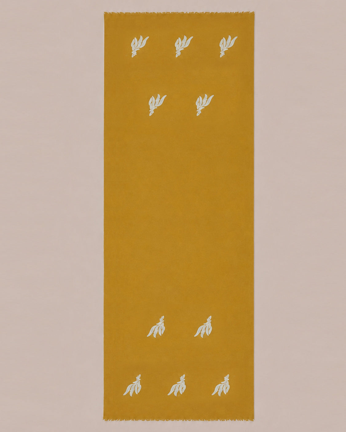 Deer Embroidered White Thread in Rusty Brown Colour Fine Wool Scarf