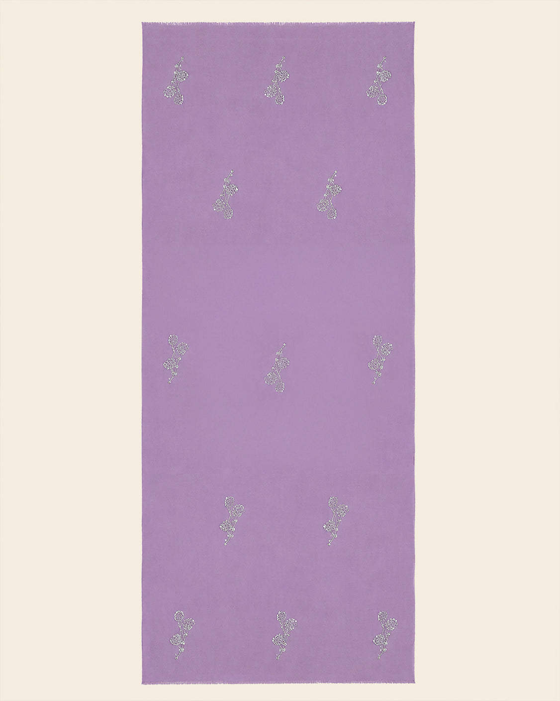 Lilac Tila Flowers Fine Wool Scarf