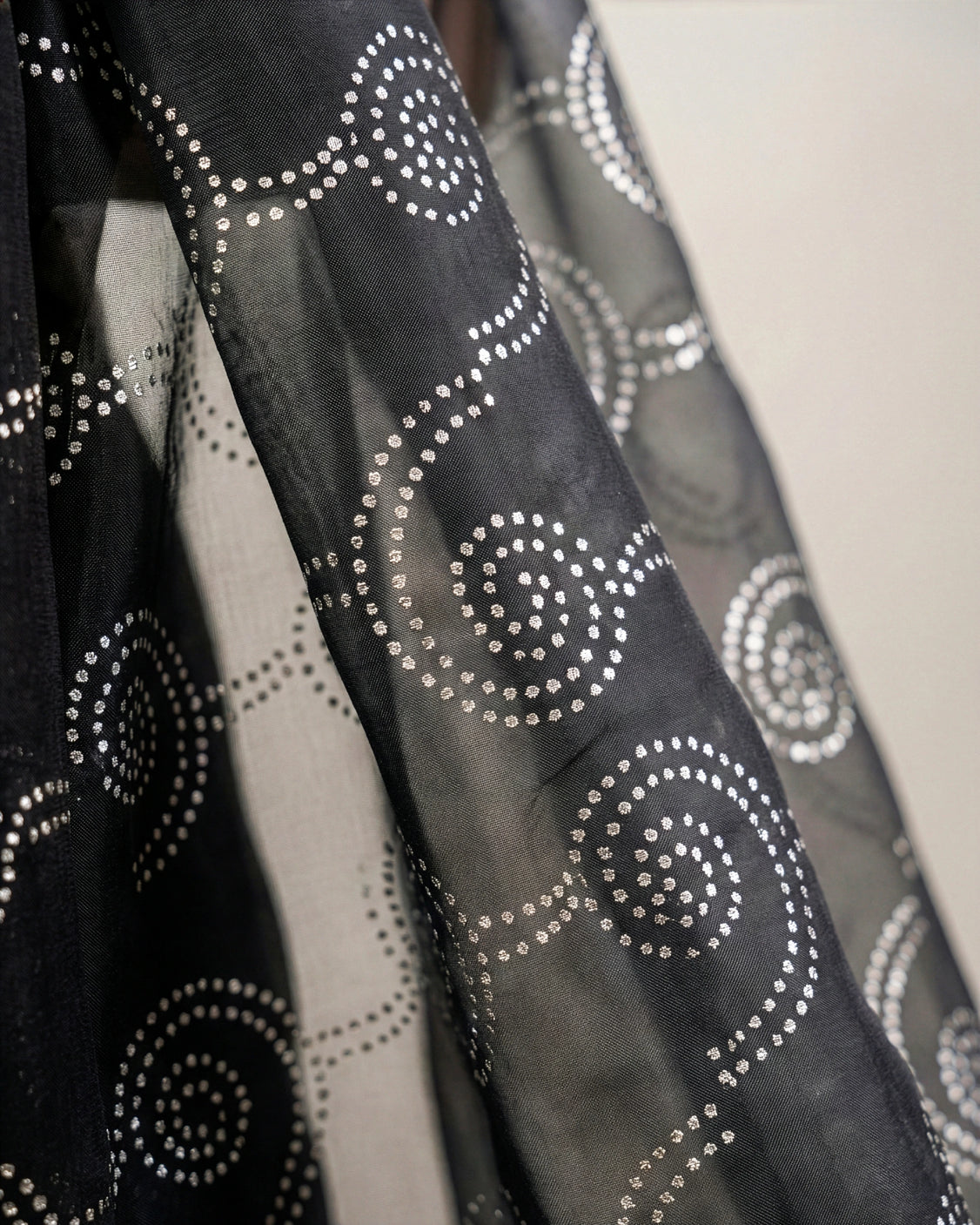 Smoke Clouds Real Silver Organza Saree
