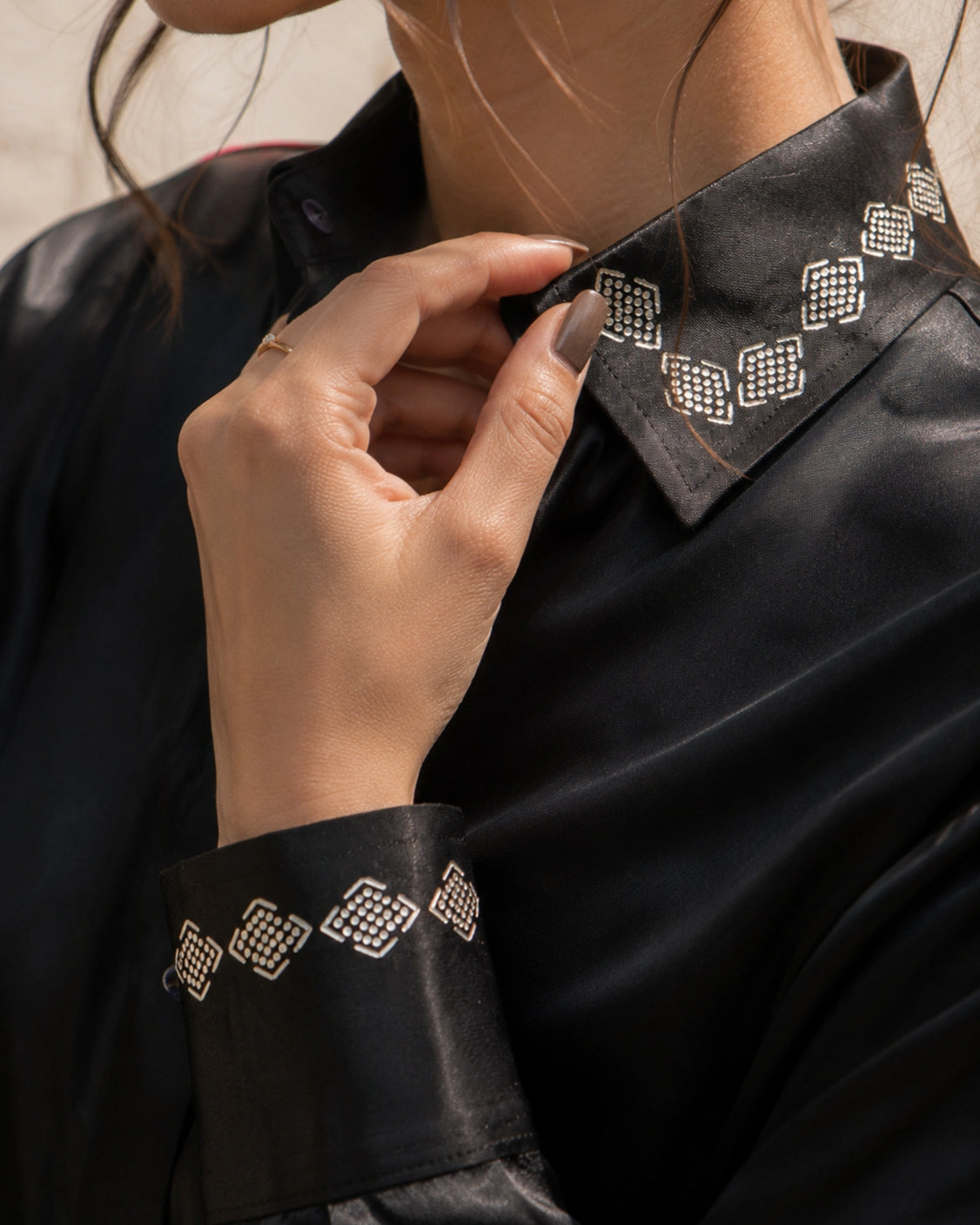 Midnight Real Silver Mashru Shirt