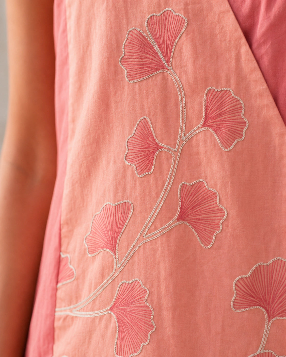 Blush Embroidered & Handpainted Anghrakha Cotton Dress