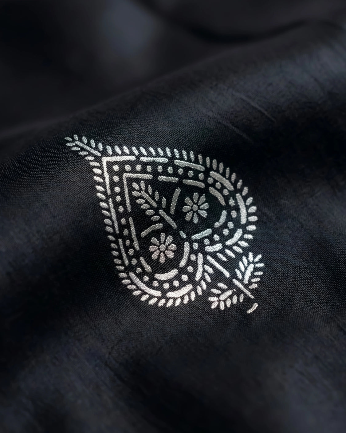 Smoky Real Silver Saree in Silk
