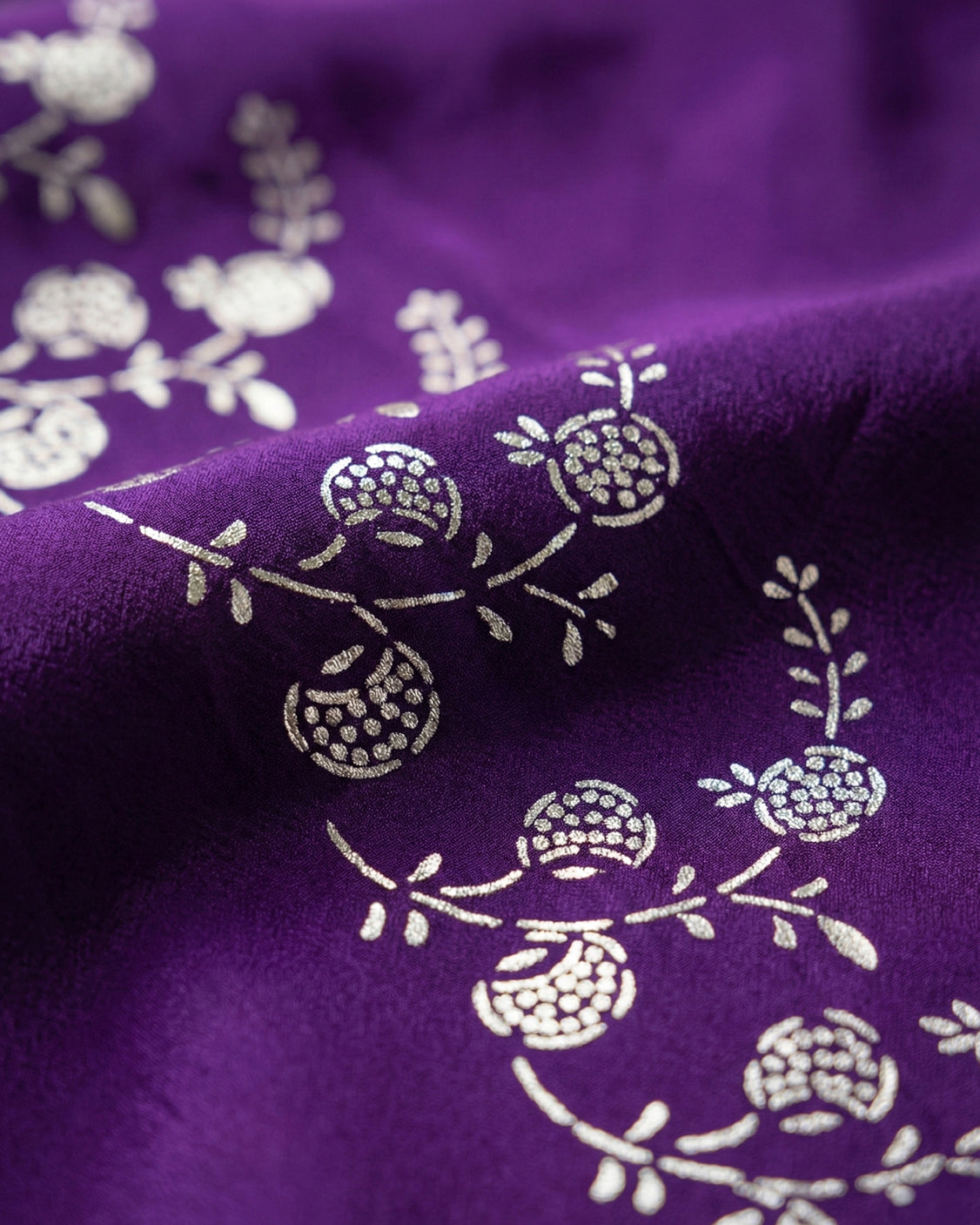 Pomegranate Ombre Real Silver Organic Crepe