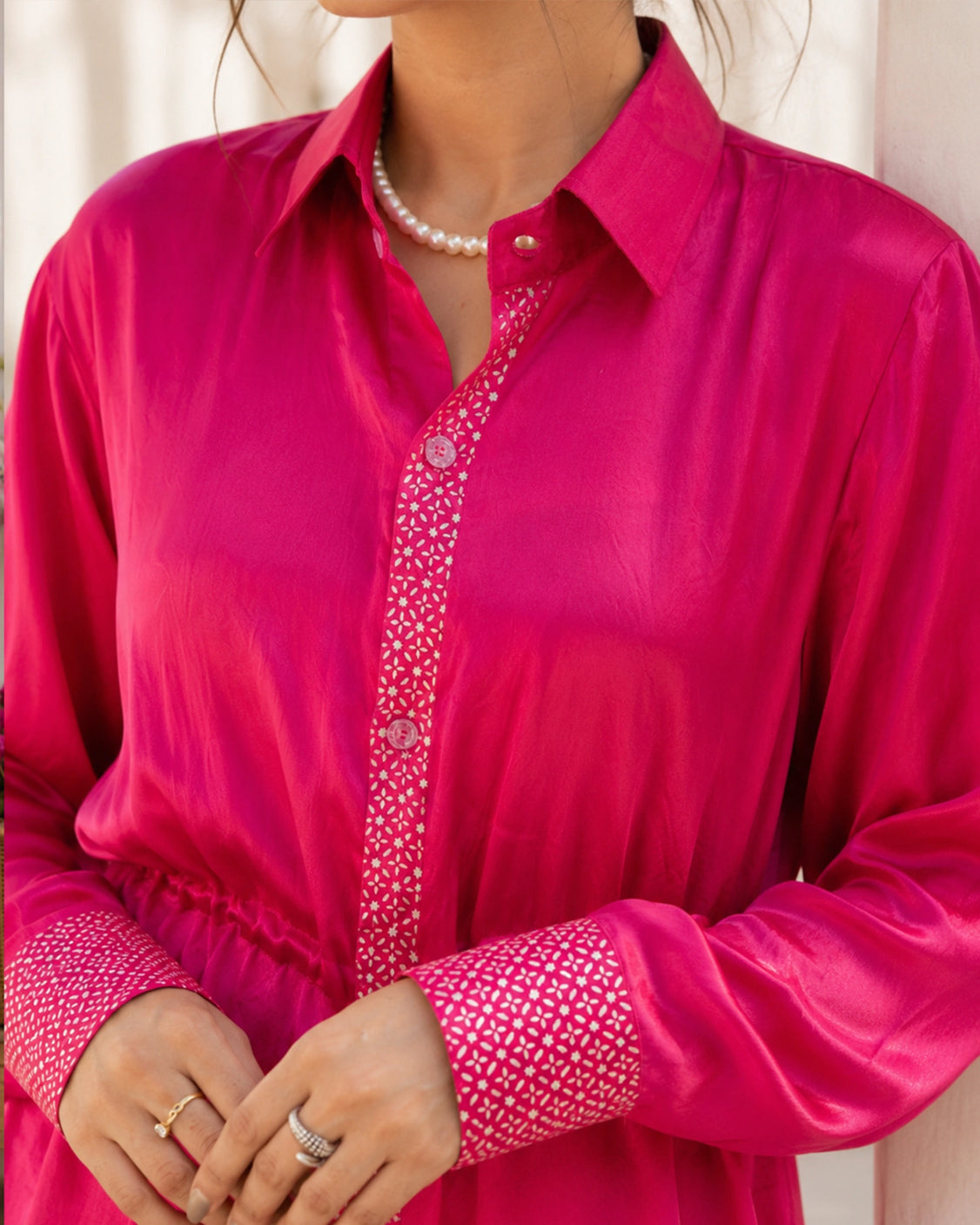 Berry Real Silver DrawString Waist Mashru Shirt