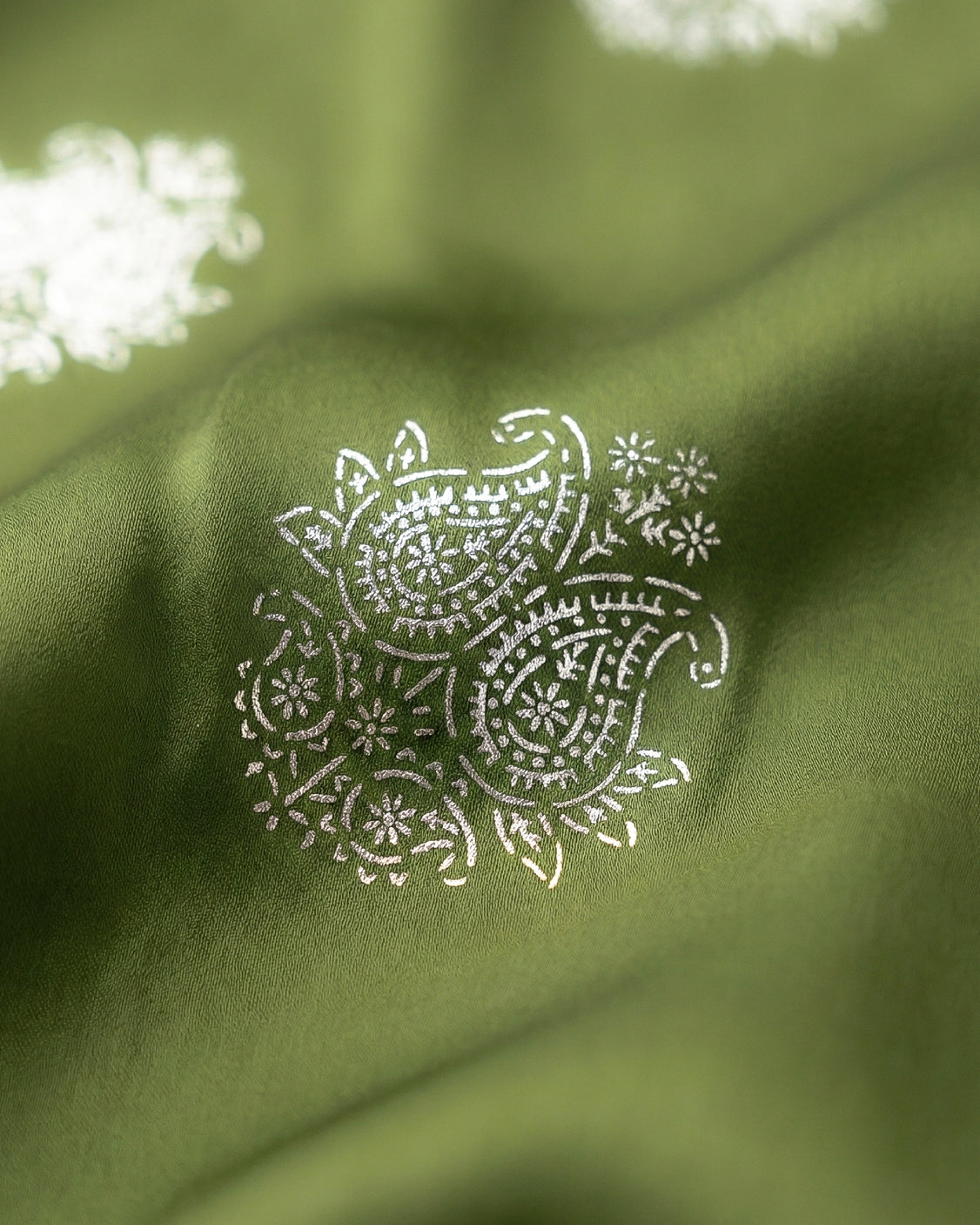 Sage Real Silver in Organic Crepe Saree