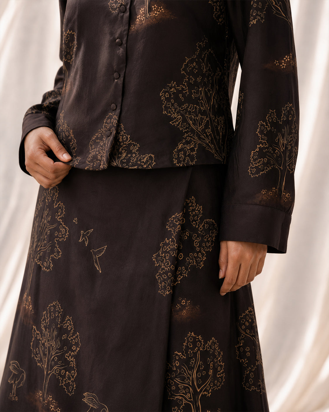 The Forest Floor — Chocolate Brown Chanderi Set