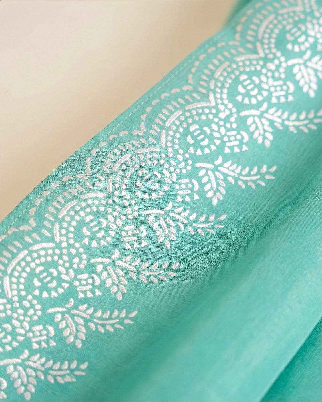 Soft Aqua Real Silver Saree in Tissue Silk