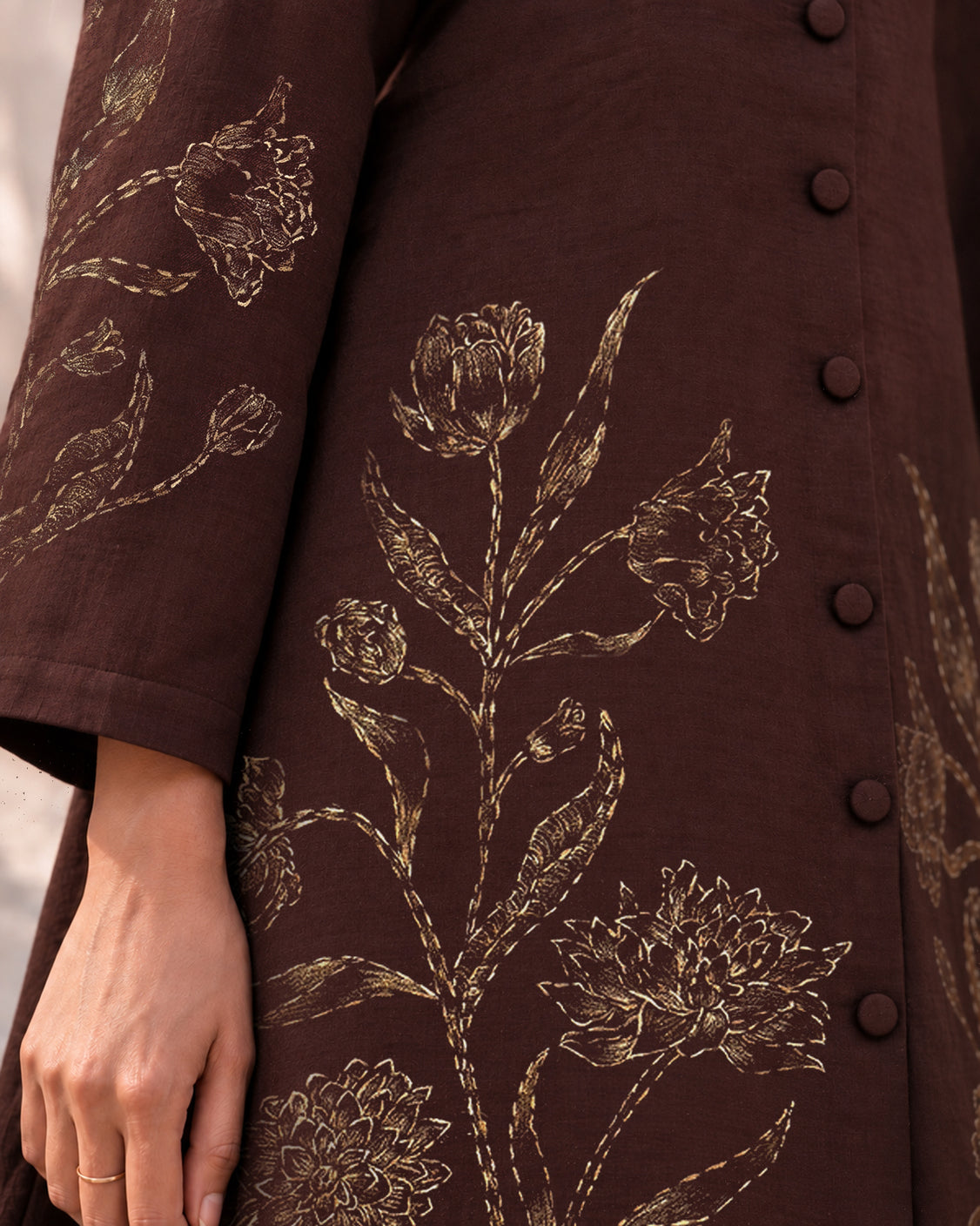 Brown Fine Wool Hand-painted Cape