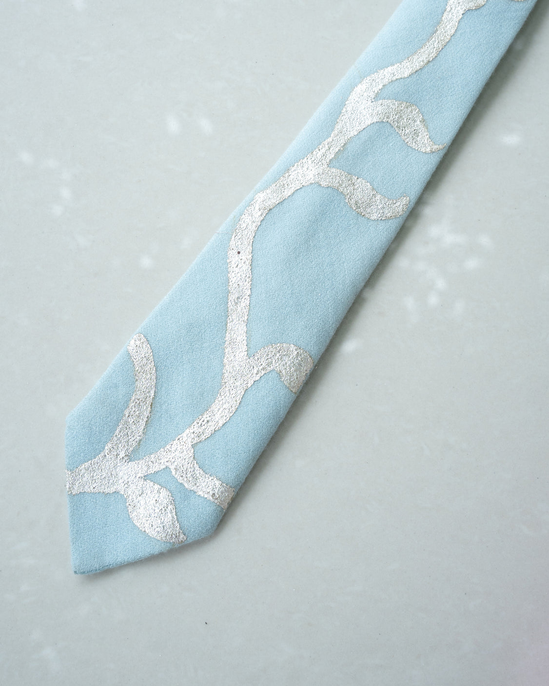 Sky Blue Real Silver Printed Tie & Pocket Square Set