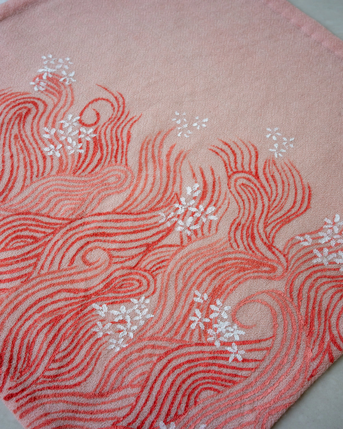Pink Handpainted Pure Pashmina Tie & Pocket Square Set