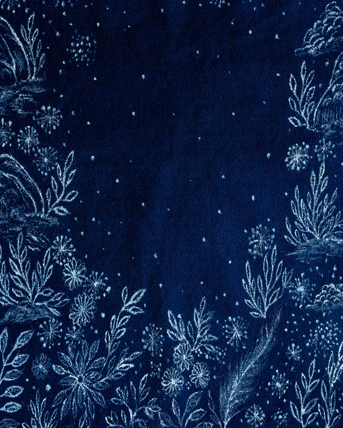 Midnight Blue Hand-Painted Chanderi Silk Scarf