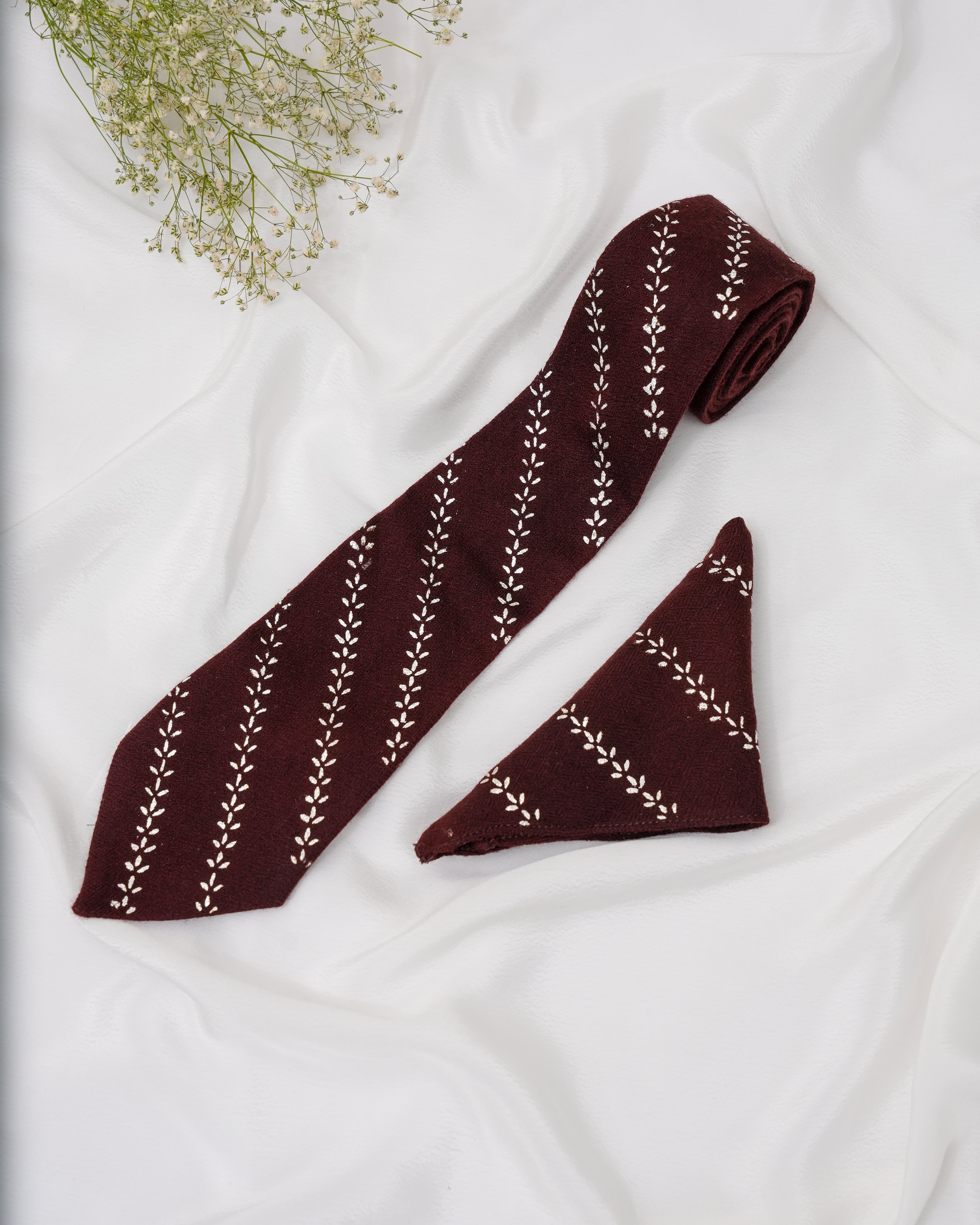 Pure Pashmina Brown Tie & Pocket Square