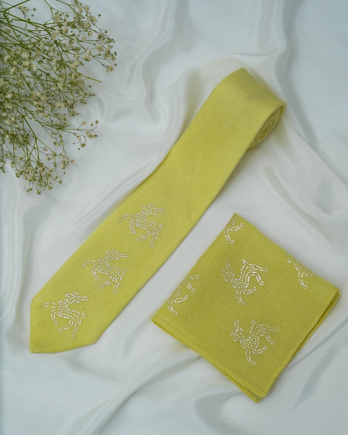 Pure Pashmina Lime Tie & Pocket Square Set