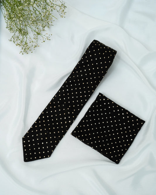 Pure Pashmina Navy Blue Tie & Pocket Square Set