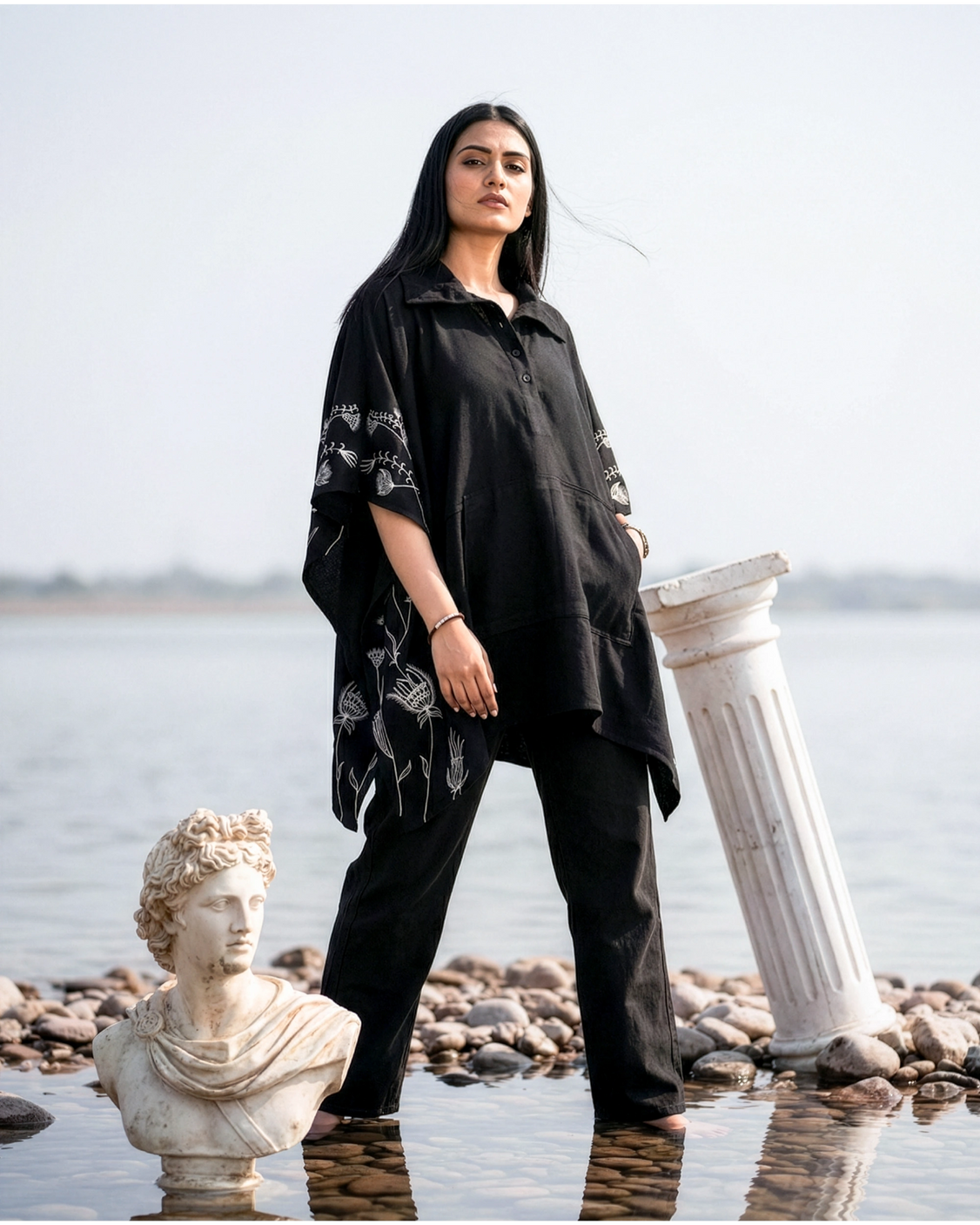 Inkwash Handpainted Kaftan Cape