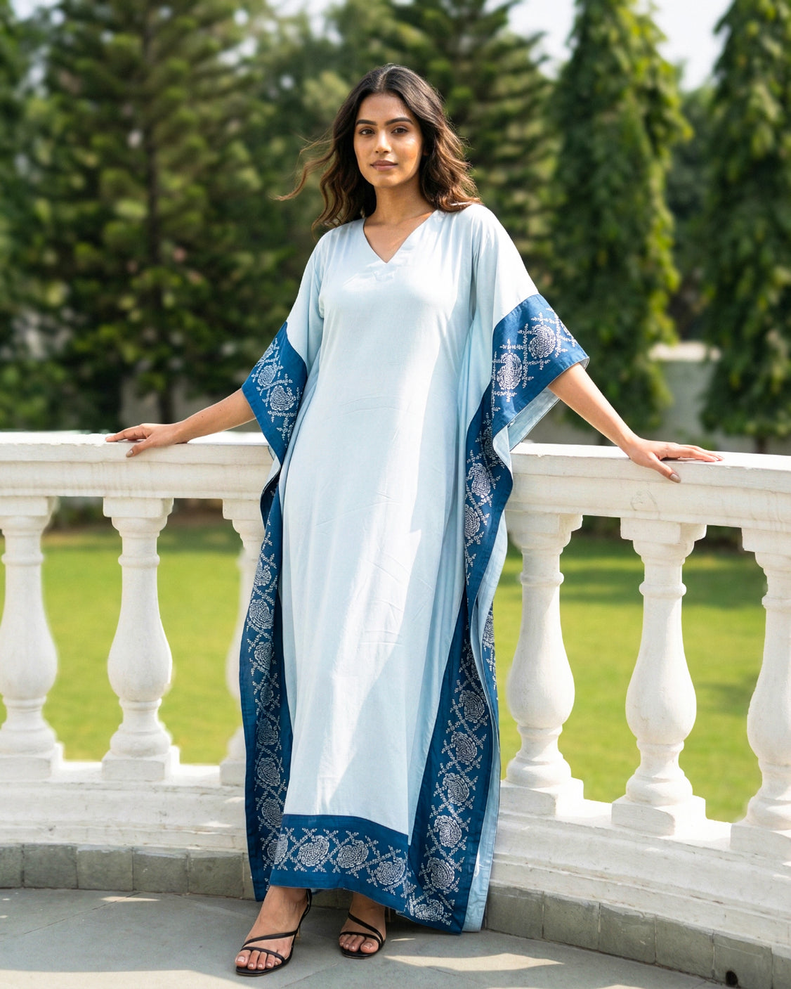 Sea Breeze Real Silver Silk Kaftan