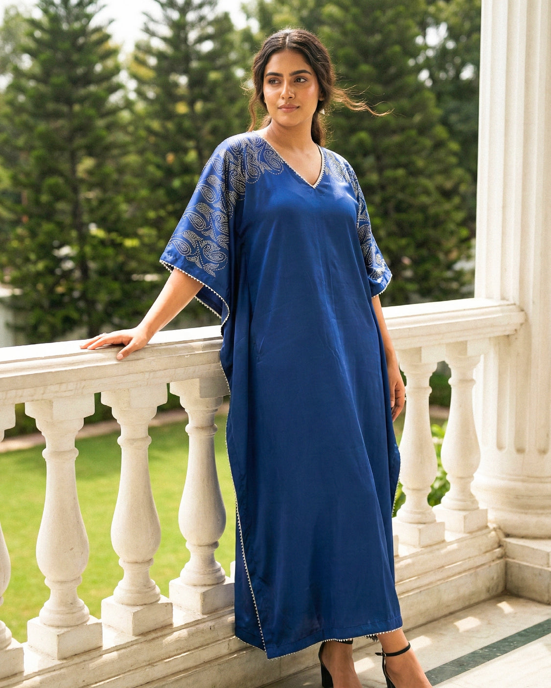 Blueberry Real Silver Silk Kaftan