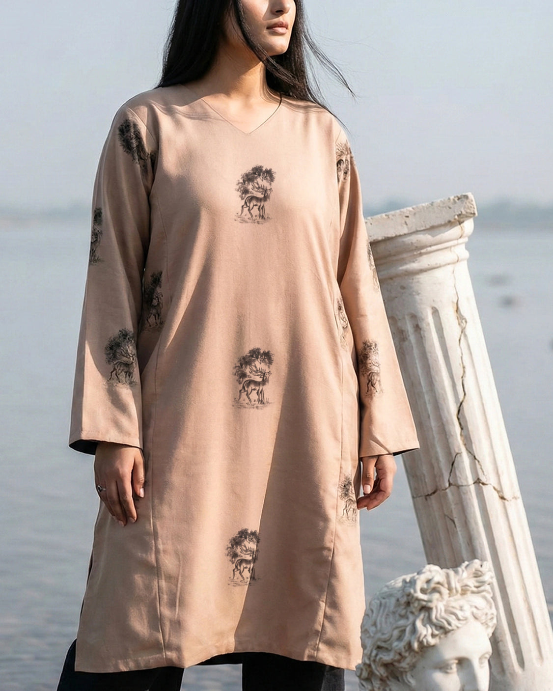Two Sided Story Reversible Handpainted Phiran