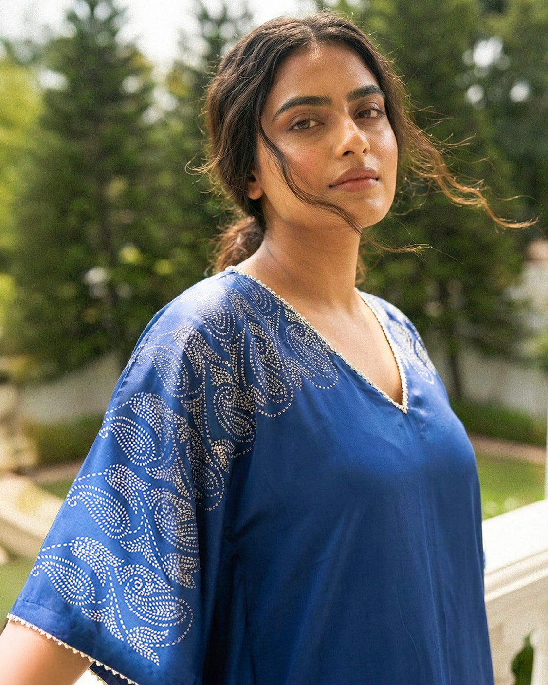 Blueberry Real Silver Silk Kaftan