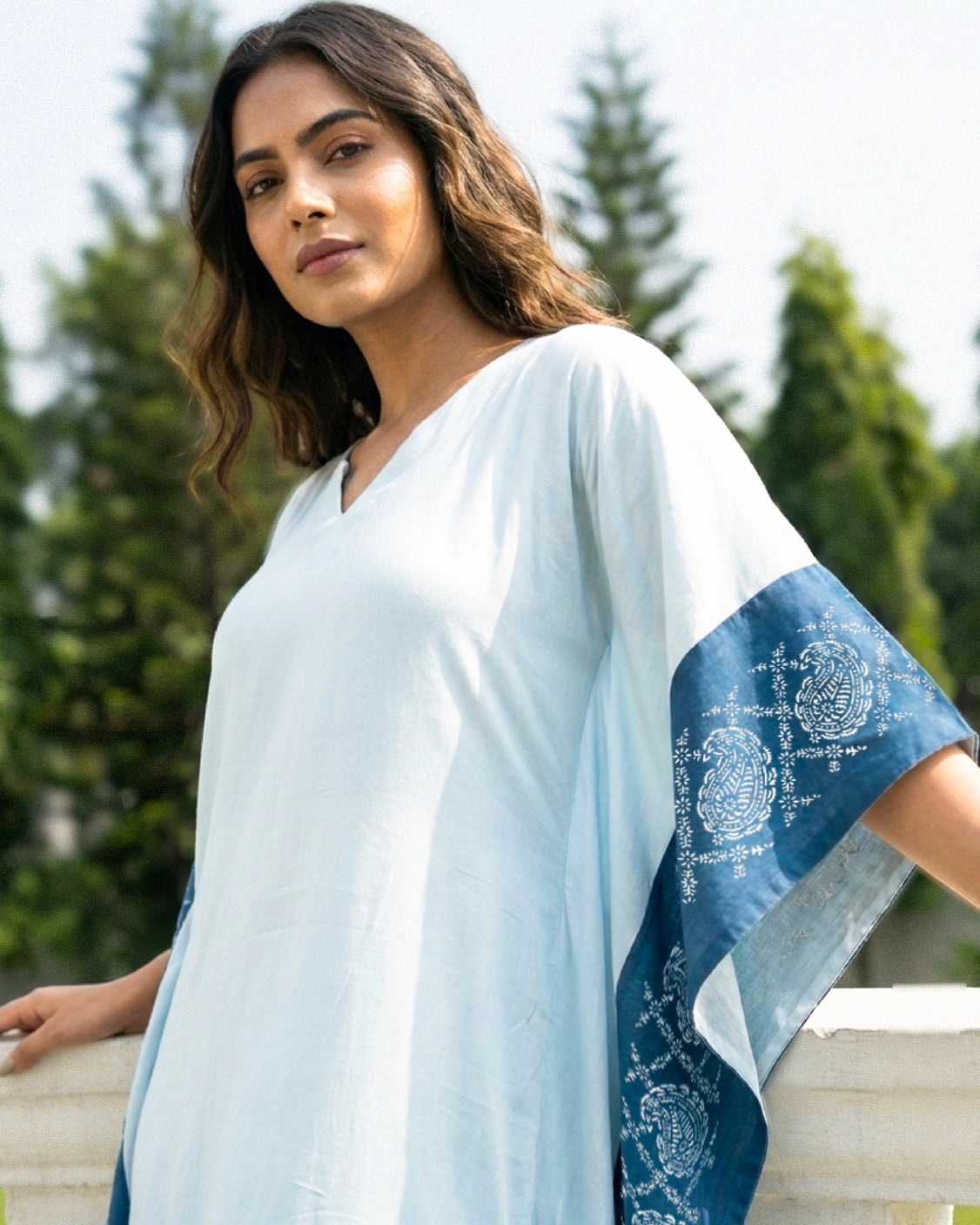 Sea Breeze Real Silver Silk Kaftan